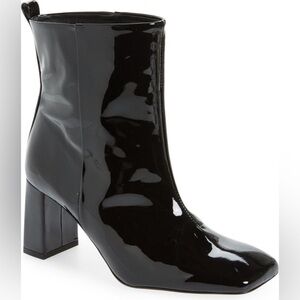 GOOD AMERICAN Square Toe Bootie Black Patent NIB SIZE 8